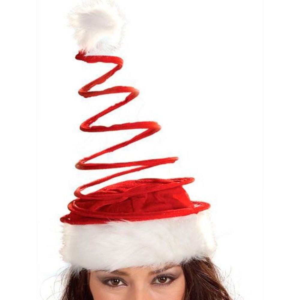 Santa hat with Coil - fun and bouncy!  Bell in pompom for extra holiday fun